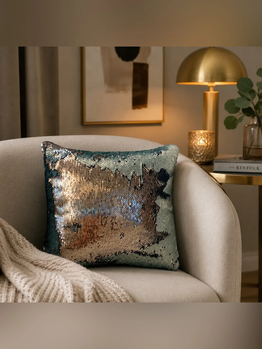 Decorative sequin pillow